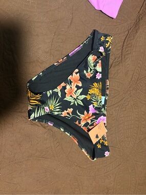 Shade & Shore Black Floral Low-Rise Bikini Bottom